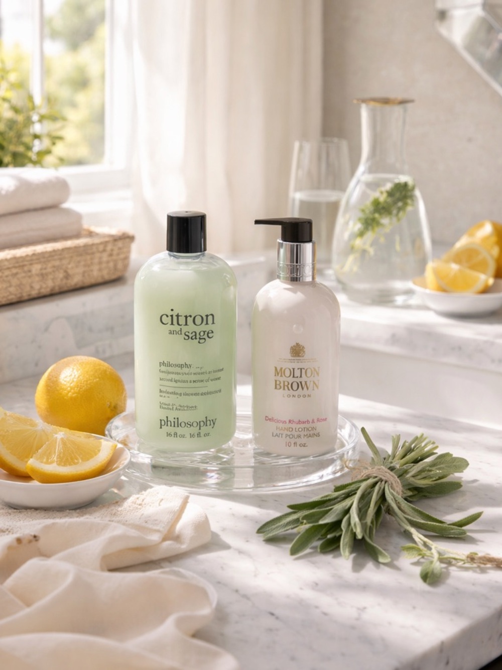 NWT Philosophy Citron & Sage 16oz + Molton Brown Rhubarb Rose 10oz Bundle - Picture 6 of 7